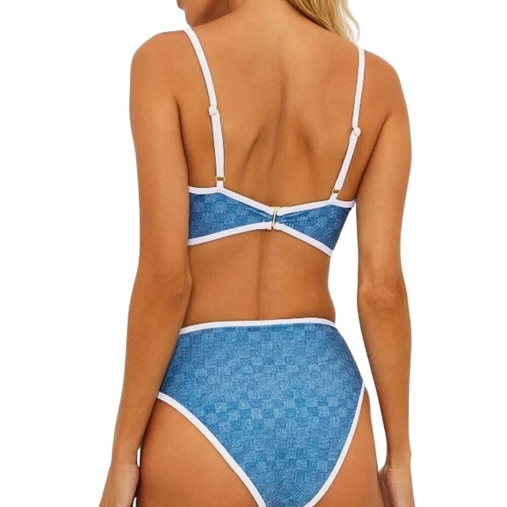Beach Riot Denim Daze Checkered Scoop Neck Racerback Swimsuit Set XL - Picture 3 of 5